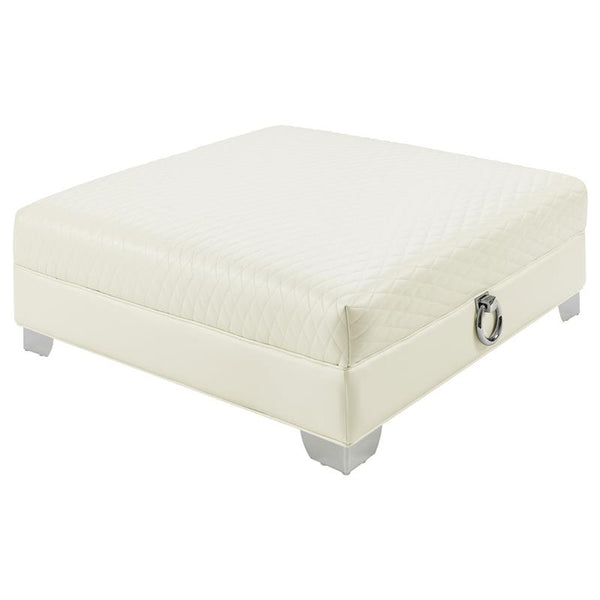 Chaviano Square Upholstered Ottoman Pearl White - 505394
