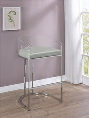 Thermosolis Acrylic Back Bar Stools Grey and Chrome (Set of 2) - 183406