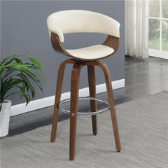 Zion Upholstered Swivel Bar Stool Walnut and Ecru - 100206