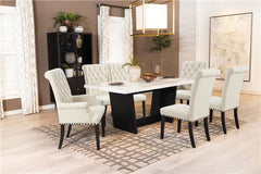 Sherry Trestle Base Marble Top Dining Table Espresso and White - 115511