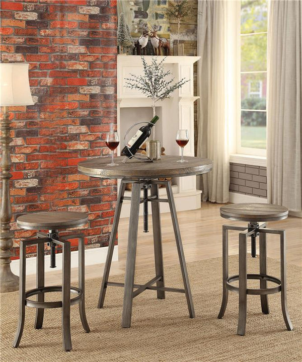 Bartlett Adjustable Height Swivel Bar Stools Brushed Nutmeg and Slate Grey (Set of 2) - 122101