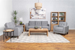 Bowen 3-piece Upholstered Track Arm Tufted Sofa Set Grey - 506781-S3