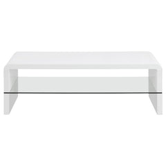 Airell Rectangular Coffee Table with Shelf White High Gloss - 703798