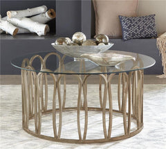 Monett Round Glass Top Coffee Table Chocolate Chrome - 708058