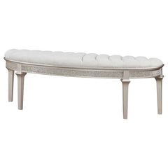 Evangeline Curved Fabric Upholstered Bench Silver Oak - 223396