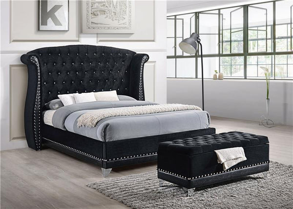 Barzini Upholstered California King Wingback Bed Black - 300643KW