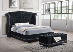 Barzini Upholstered Eastern King Wingback Bed Black - 300643KE
