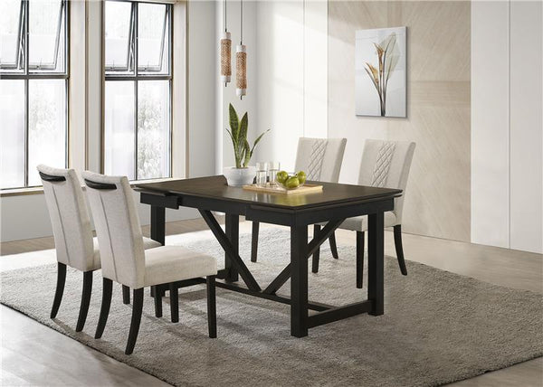 Malia 5-piece Rectangular Dining Table Set with Refractory Extension Leaf Beige and Black - 122341-S5