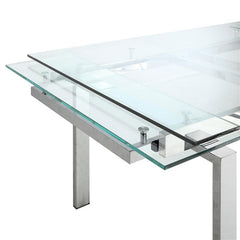 Wexford Glass Top Dining Table with Extension Leaves Chrome - 106281
