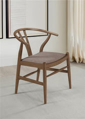 Dinah Danish Y-Shaped Back Wishbone Dining Side Chair Walnut and Brown (Set of 2) - 108472
