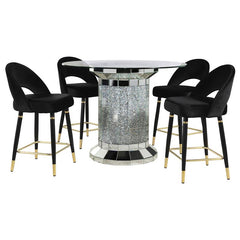 Ellie 5-piece Pedestal Counter Height Dining Room Set Mirror and Black - 115558-S5