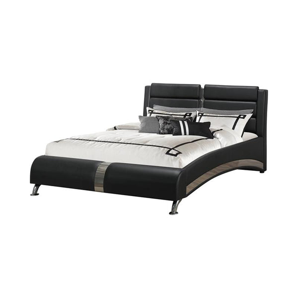 Jeremaine Upholstered Eastern King Sleigh Bed Black - 300350KE