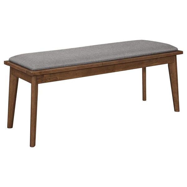 Alfredo Upholstered Dining Bench Grey and Natural Walnut - 108083