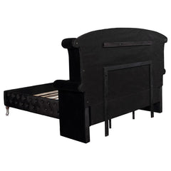 Deanna Upholstered Queen Wingback Bed Black - 206101Q