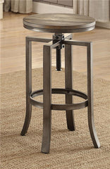 Bartlett Adjustable Height Swivel Bar Stools Brushed Nutmeg and Slate Grey (Set of 2) - 122101