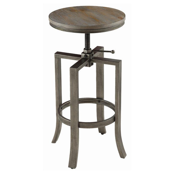 Bartlett Adjustable Height Swivel Bar Stools Brushed Nutmeg and Slate Grey (Set of 2) - 122101
