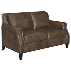 Leaton Upholstered Recessed Arm Loveseat Brown Sugar - 509442