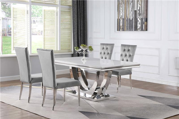 Kerwin 5-piece Dining Room Set Grey and Chrome - 111101-S5G