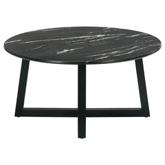 Skylark Round Marble-like SmartTop Coffee Table Black - 707848
