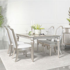 Evangeline 5-piece Dining Table Set with Extension Leaf Ivory and Silver Oak - 107551-S5