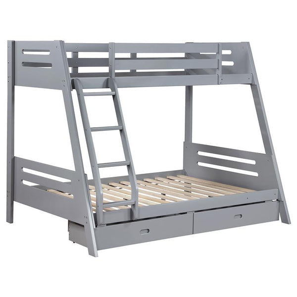 Trisha 2-drawer Wood Twin Over Full Bunk Bed Grey - 460562TF
