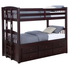 Kensington Twin Over Twin Bunk Bed with Trundle Cappuccino - 460071