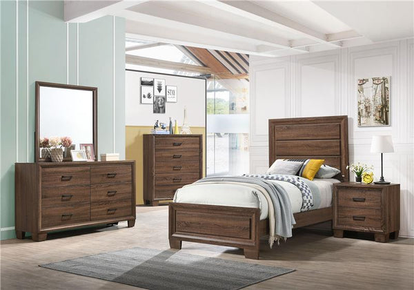 Brandon Wood Twin Panel Bed Warm Brown - 205321T