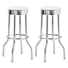 Theodore Upholstered Metal Swivel Bar Stool White (Set of 2) - 2299W