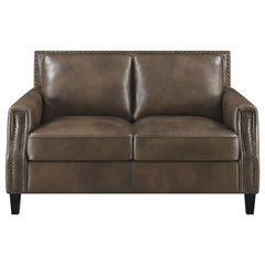 Leaton Upholstered Recessed Arm Loveseat Brown Sugar - 509442