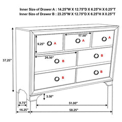 Salford 7-drawer Dresser Metallic Sterling - 222723