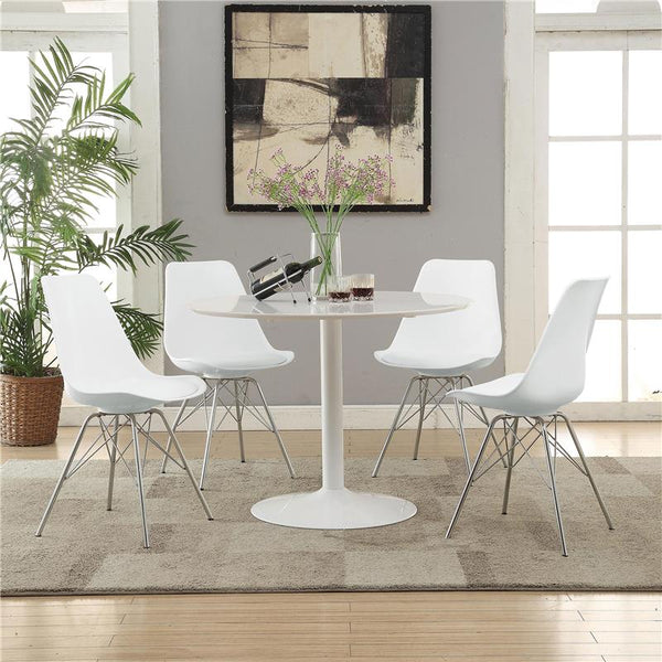 Lowry 5-piece Round Dining Set Tulip Table with Eiffel Chairs White - 105261-S5W