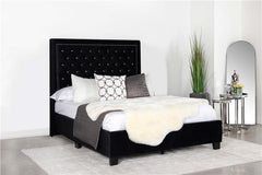 Hailey Upholstered California King Panel Bed Black - 315925KW