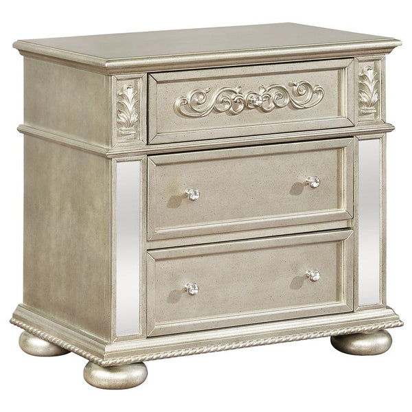 Heidi 3-drawer Nightstand Metallic Platinum - 222732