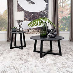 Skylark Round Marble-like SmartTop Coffee Table Black - 707848