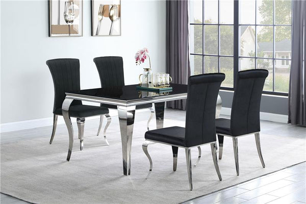 Carone 5-piece 61" Rectangular Dining Set Black and Chrome - 105071-S5