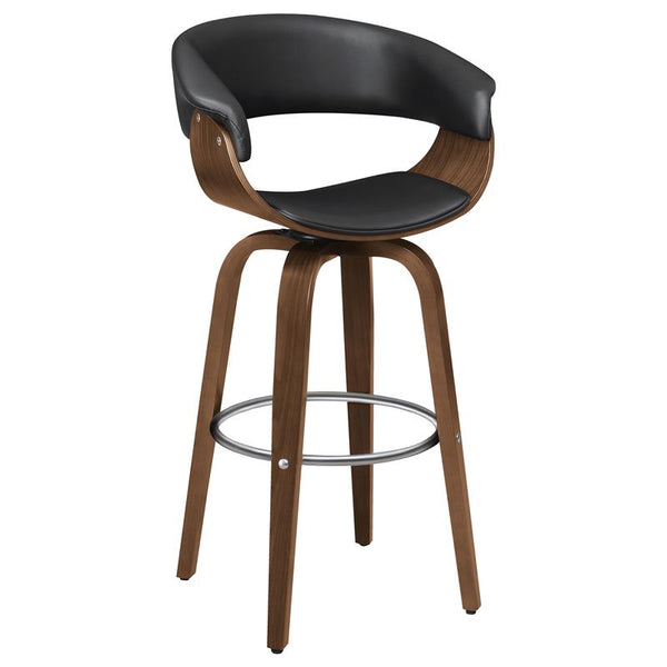 Zion Upholstered Swivel Bar Stool Walnut and Black - 100205