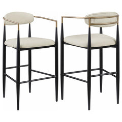 Tina Metal Pub Height Bar Stool with Upholstered Back and Seat Beige (Set of 2) - 121187