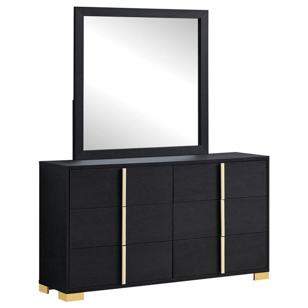 Marceline 6-drawer Dresser with Mirror Black - 222833M