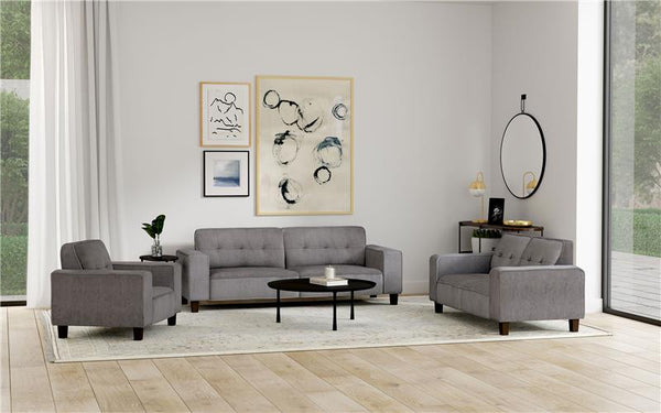 Deerhurst 3-piece Upholstered Track Arm Sofa Set Charcoal - 509641-S3