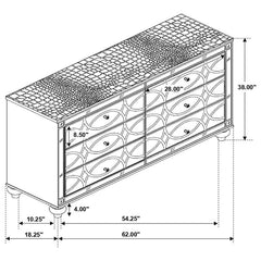 Gunnison 6-drawer Dresser Silver Metallic - 223213