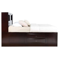 Phoenix Wood Eastern King Storage Bookcase Bed Cappuccino - 200409KE