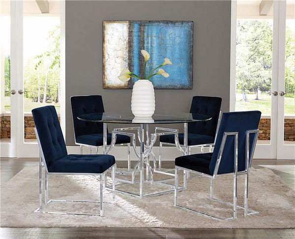 Cisco Upholstered Dining Chairs Ink Blue and Chrome (Set of 2) - 192494