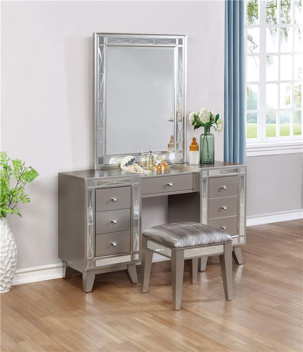 Leighton Vanity Desk and Stool Metallic Mercury - 204927