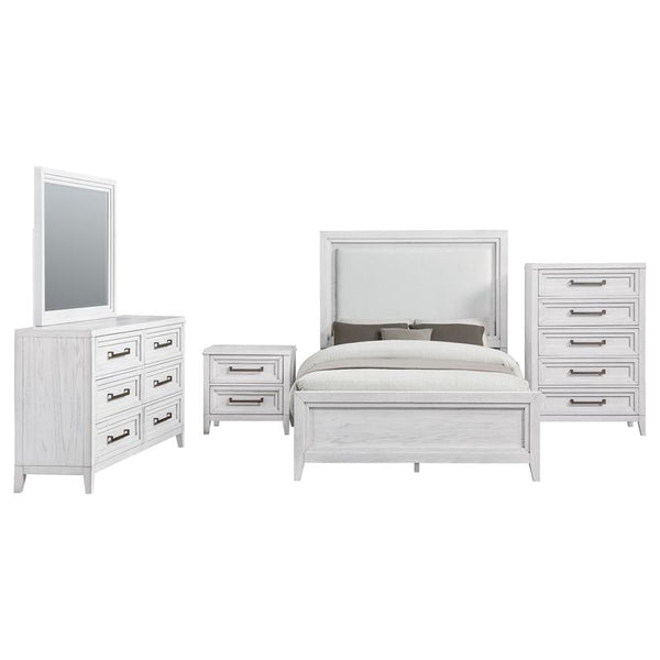 Marielle 5-piece Cal King Bedroom Set Distressed White - 224841KW-S5