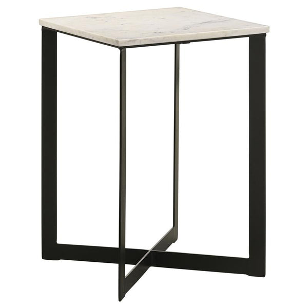 Tobin Square Marble Top End Table White and Black - 707697