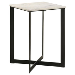 Tobin Square Marble Top End Table White and Black - 707697
