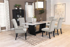 Sherry Trestle Base Marble Top Dining Table Espresso and White - 115511