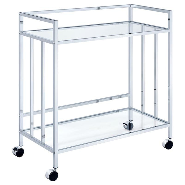 Cara Rectangular Glass Bar Cart Chrome - 181382