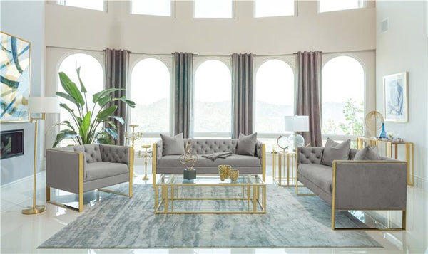 Eastbrook Velvet Upholstered Tufted Loveseat Grey - 509112