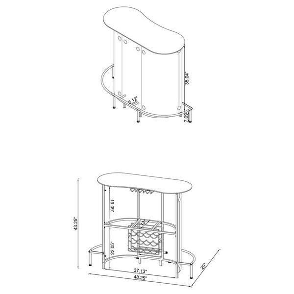 Lacewing 1-shelf Bar Unit Glossy Black and White - 100654